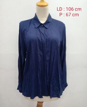 Kemeja Blouse Biru Navy Preloved