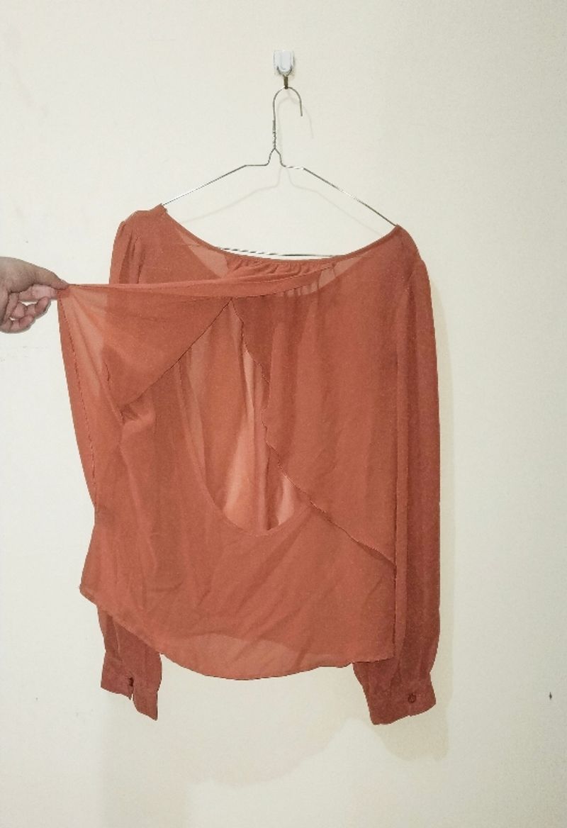 Et Cetera sheer terracotta top/blouse, foto 3