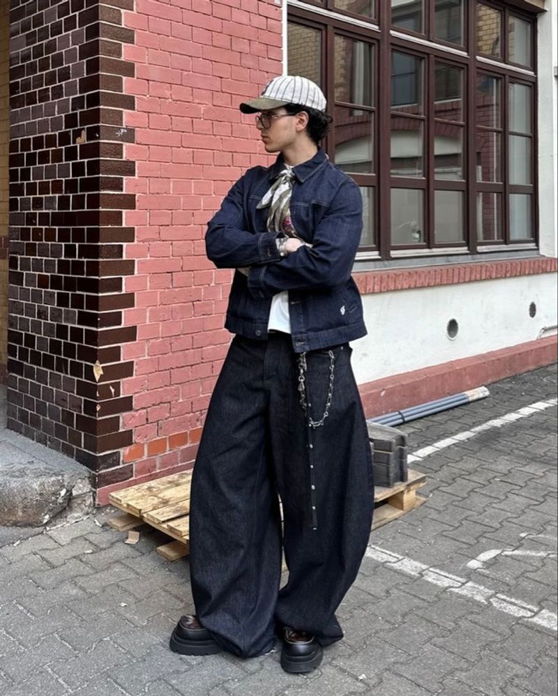 Unknown baggy wide leg denim pants, foto 2