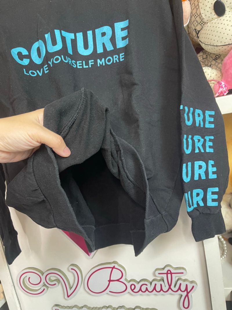 sweater hitam lengan balon couture, foto 6