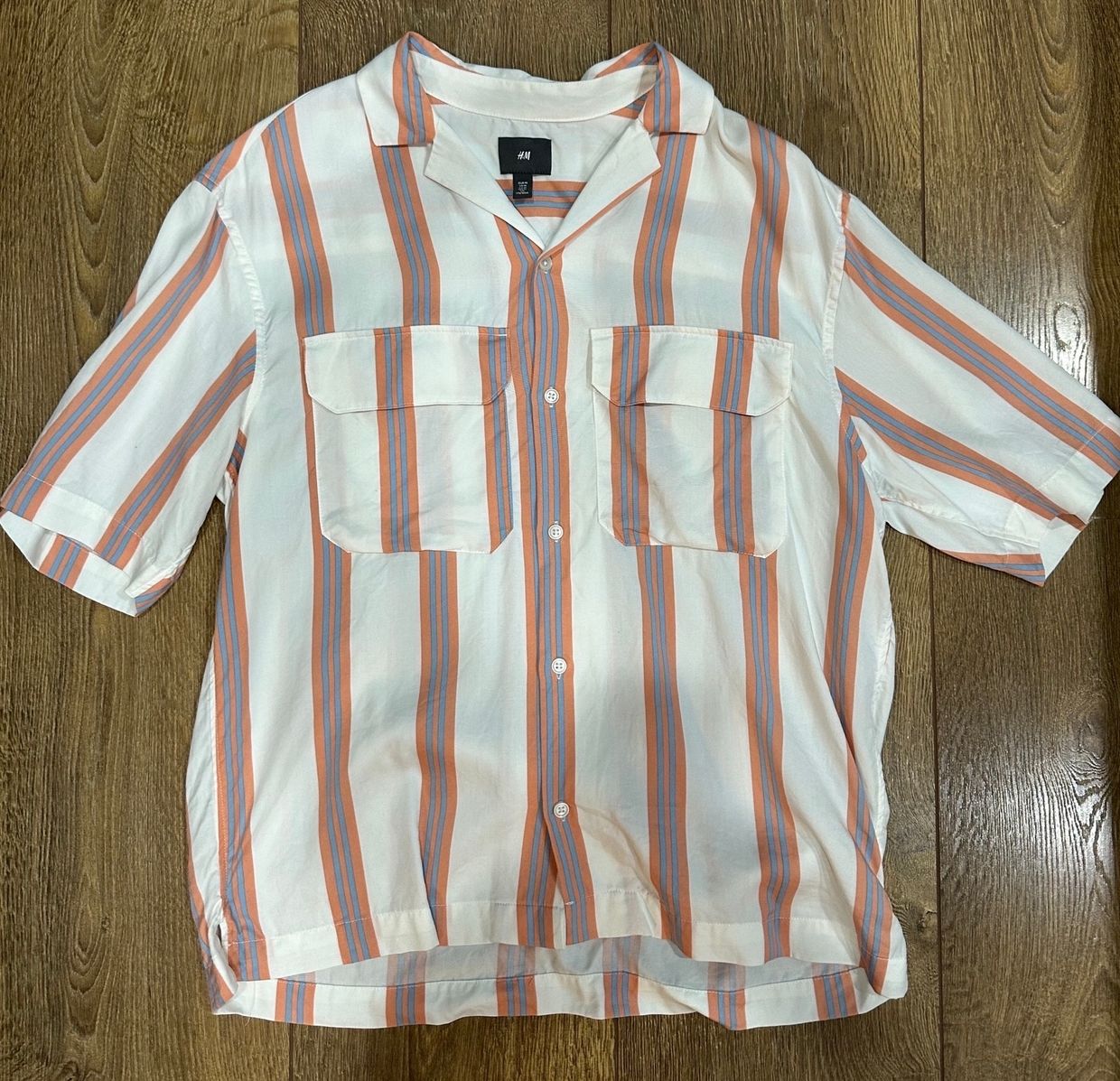 H&M Casual T-shirt Pria burgundy white pink