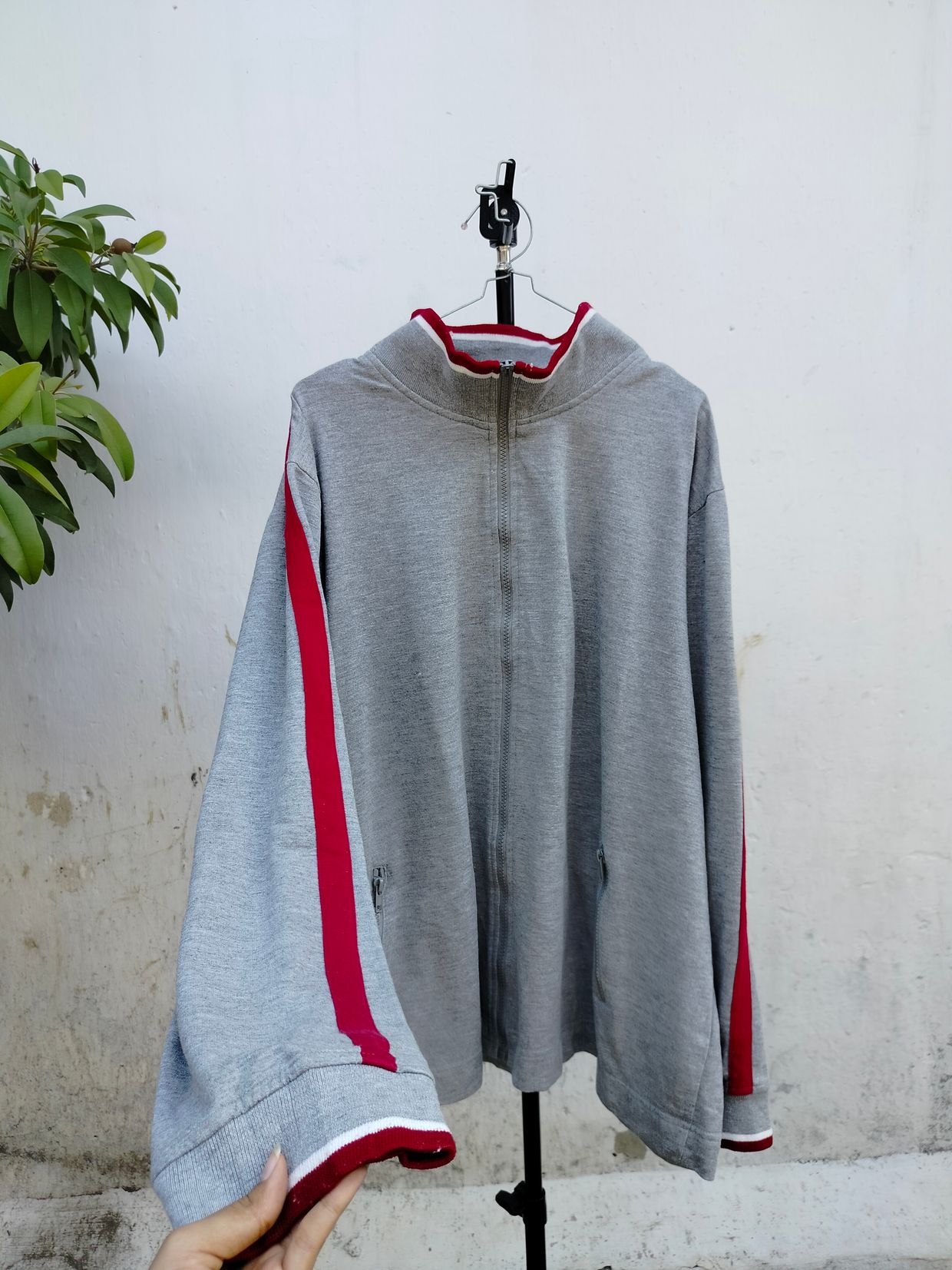 Vintage Sportswear Puffer jacket Pria burgundy gray