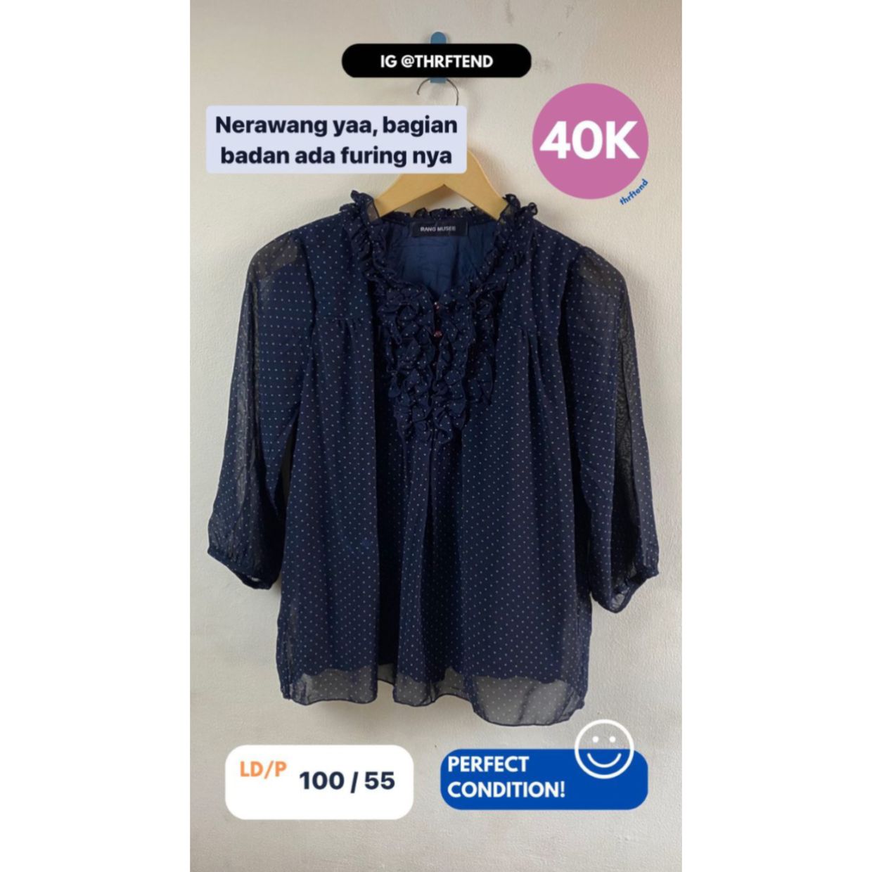 blouse atasan nerawang, sudah ada furing