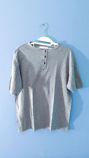 Zara Buttoned Grey Green Tee Shirt