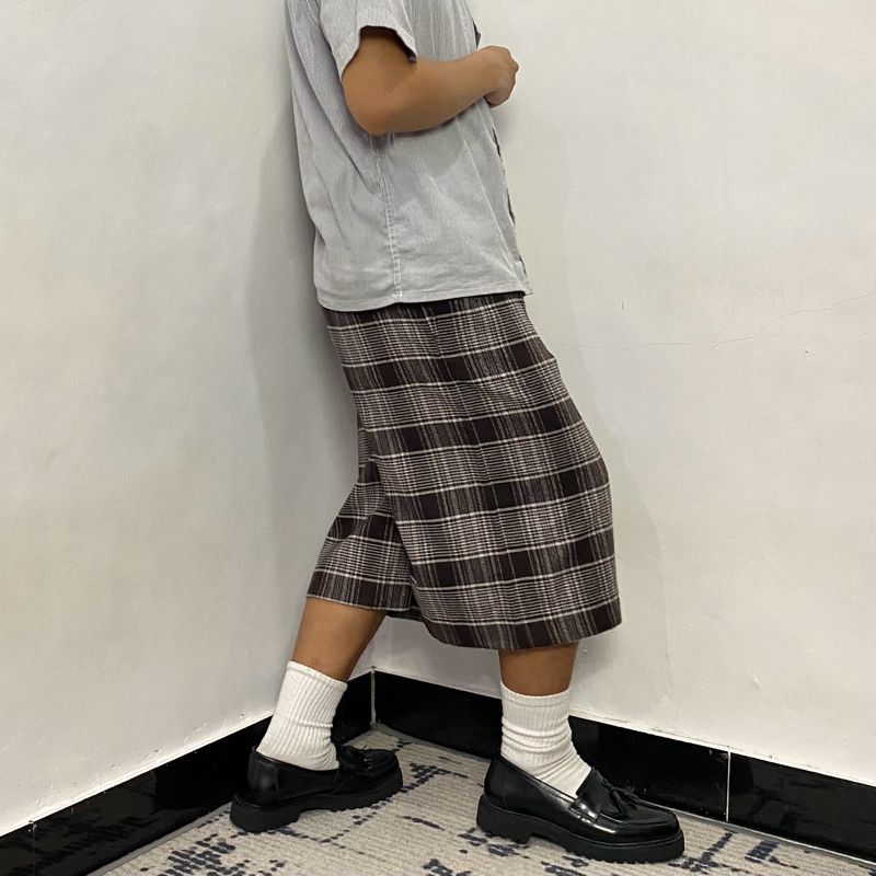 Tartan wool Baggy short pants, foto 2
