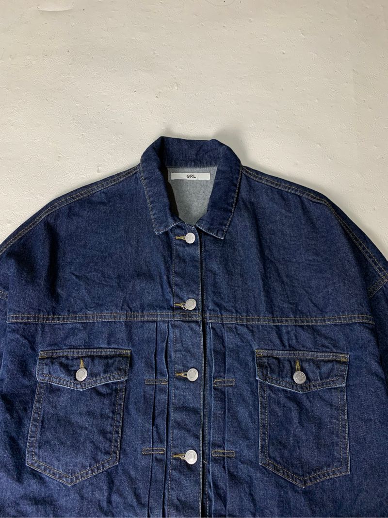 GRL Cropped Blue Indigo Type II Trucker Denim Jacket, foto 4