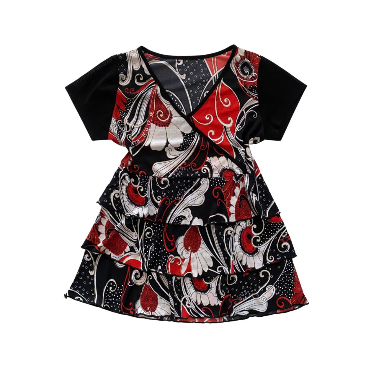 Vintage Grunge Blouse Wanita white red black