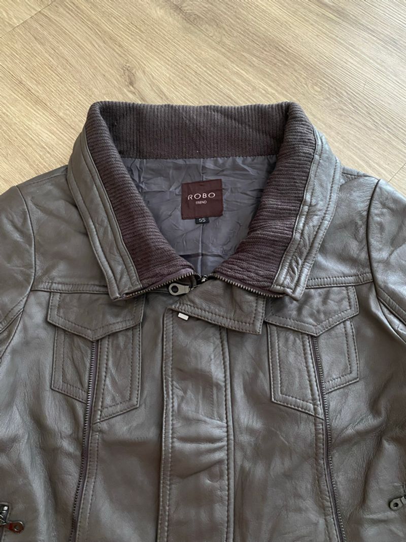 ROBO ITALY BOMBER TRUCKER LEATHER JACKET, foto 2