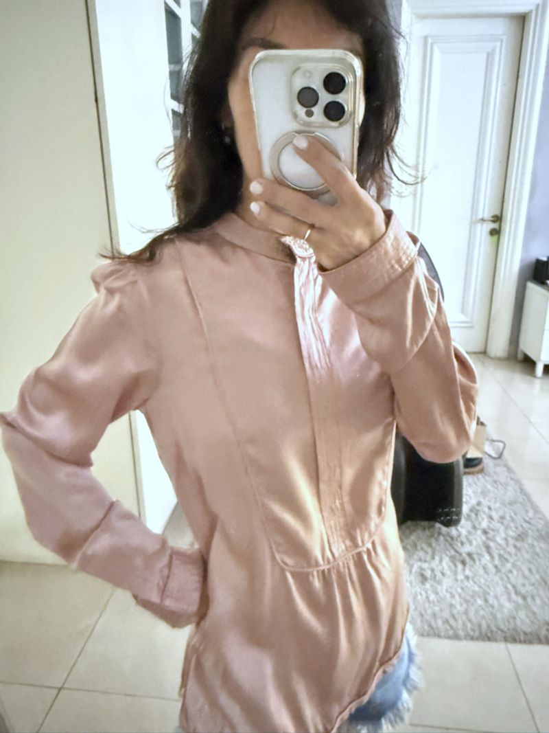 Preloved Topshop Dusty Pink Silk Blouse, foto 3