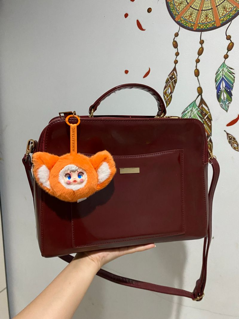 LESS FEMMES burgundy satchel bag, foto 2