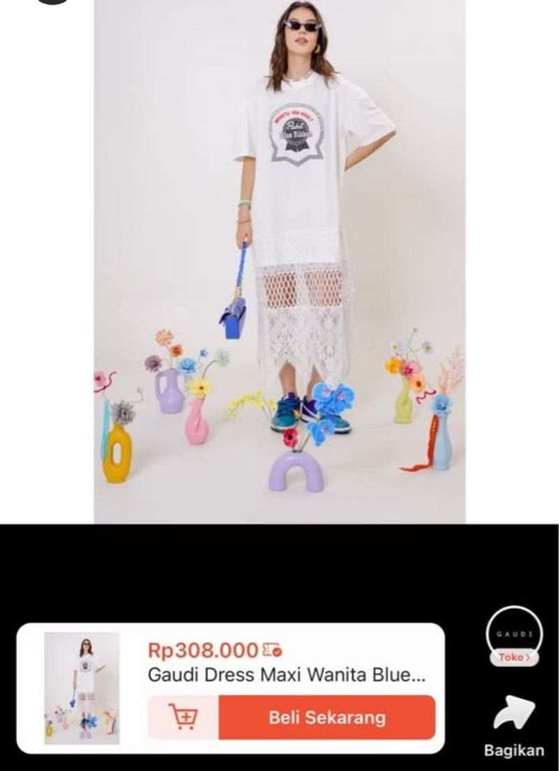 DRESS GAUDI Maxi Putih, foto 2