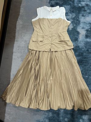 Dress Two-Tone Beige White