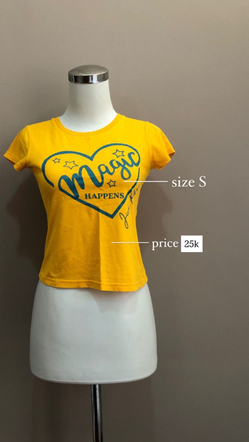 Kaos Crop Top Warna Kuning Biru, foto 2