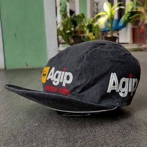 topi mekanik vintage agip motor oils mechanic hat used