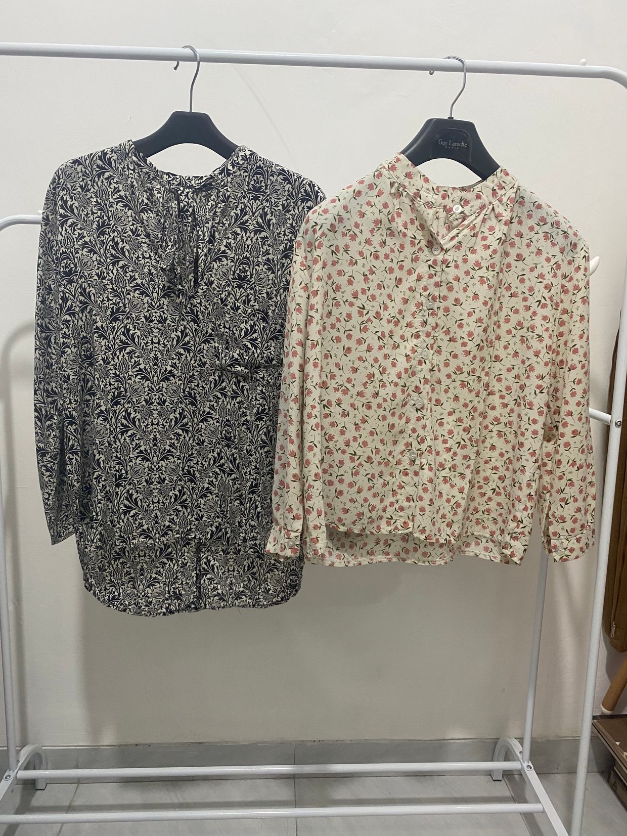 ZARA Luxury Casual Blouse Wanita white pink gray