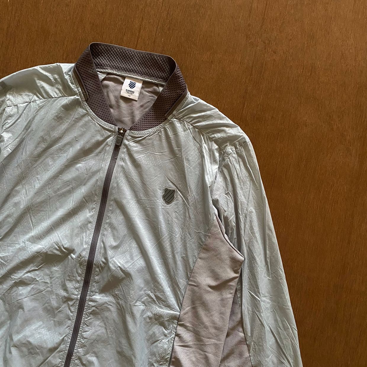 K-Swiss Gorpcore Biker Bomber jacket Pria silver gray, foto 3