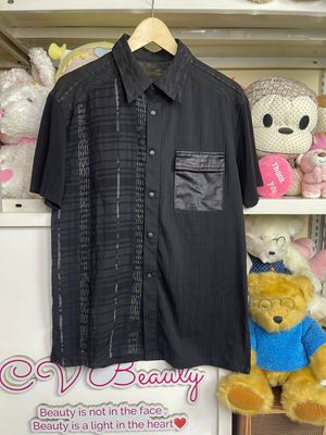 kemeja pria hitam kombinasi (unisex)