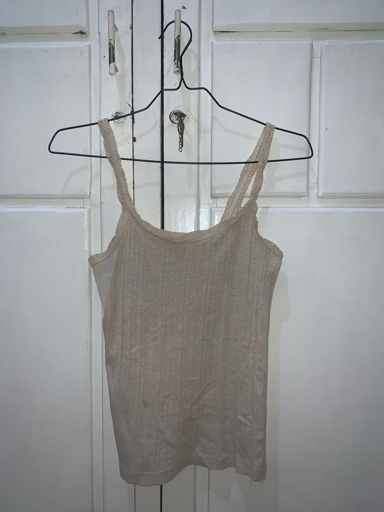Cottagecore Coquette Cami top Wanita cream