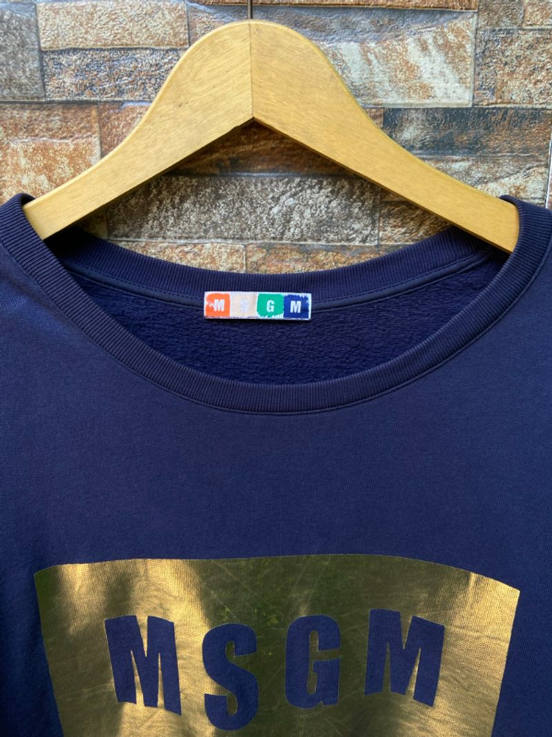 MSGM Gold Logo Sweatshirt Navy Blue, foto 4