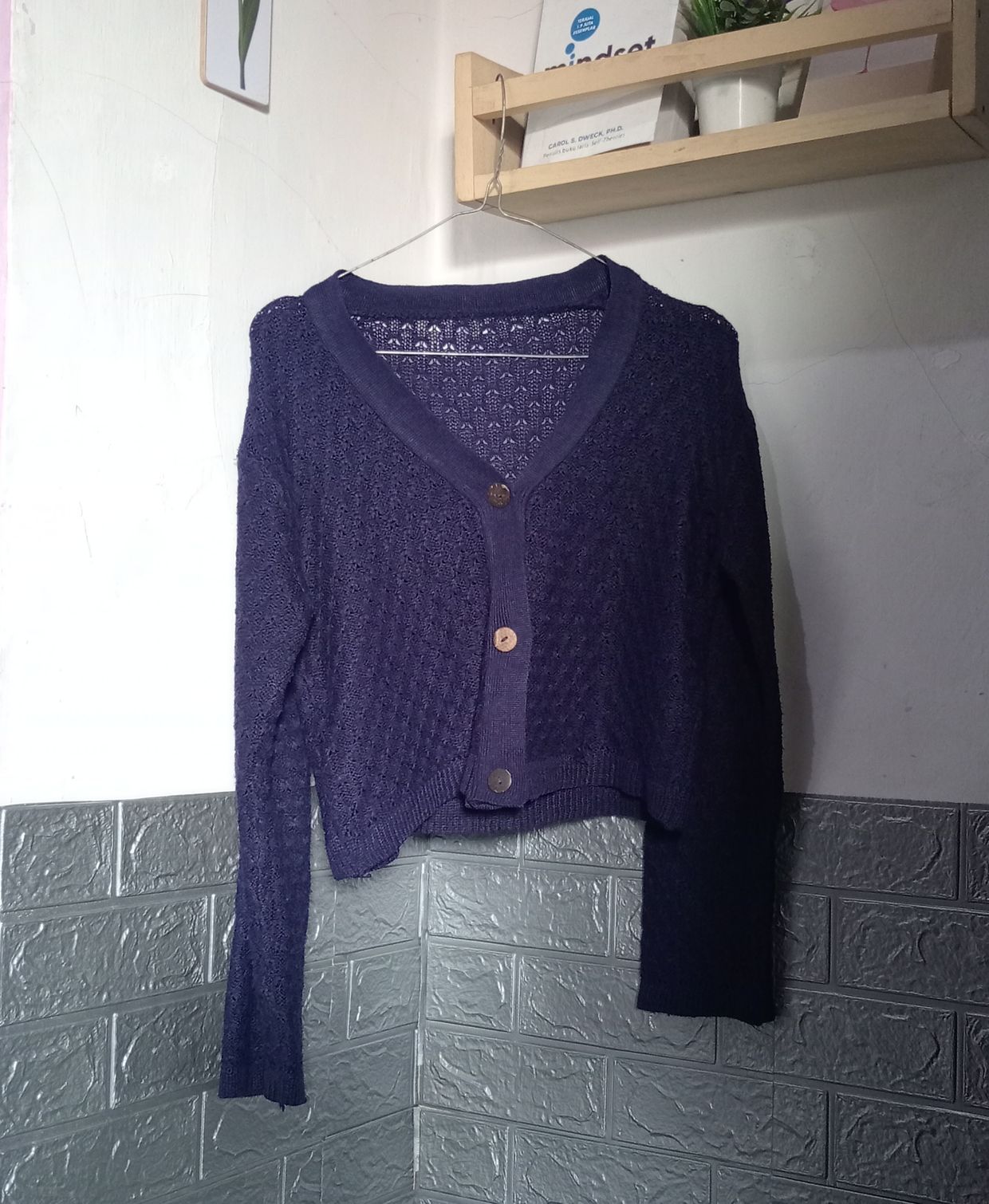 Vintage Casual Cardigan Wanita navy