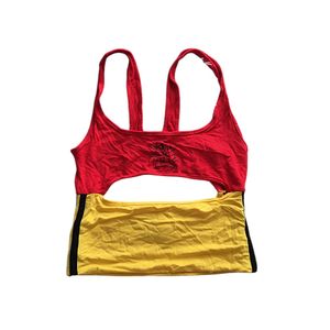 Omighty Y2K Crop top Wanita red yellow