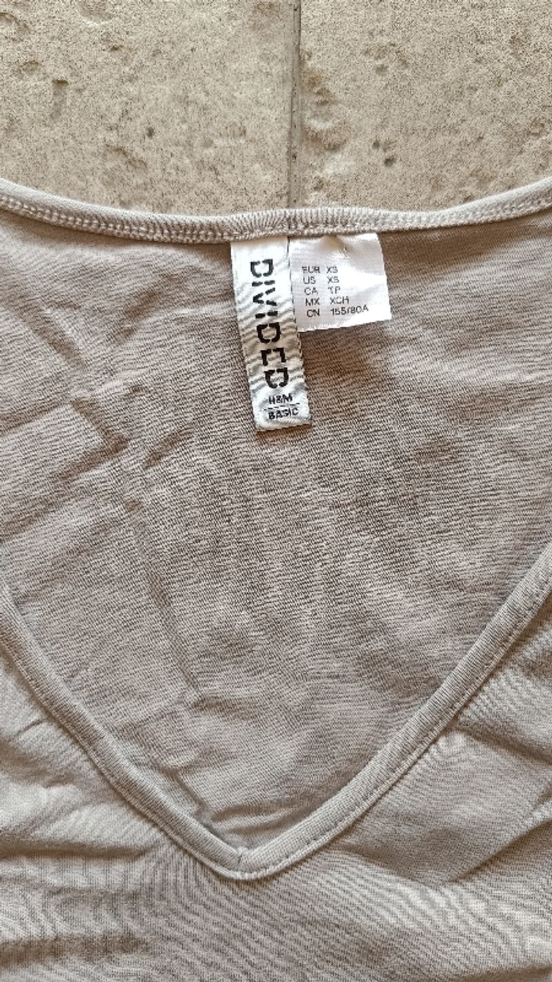 H&M Basic Divided Grey V-Neck Crop Top, foto 3