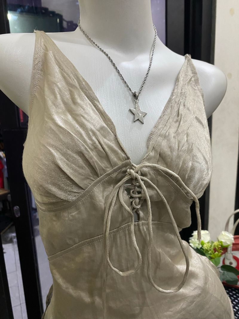 Champagne Satin Cami Top Y2k, foto 2