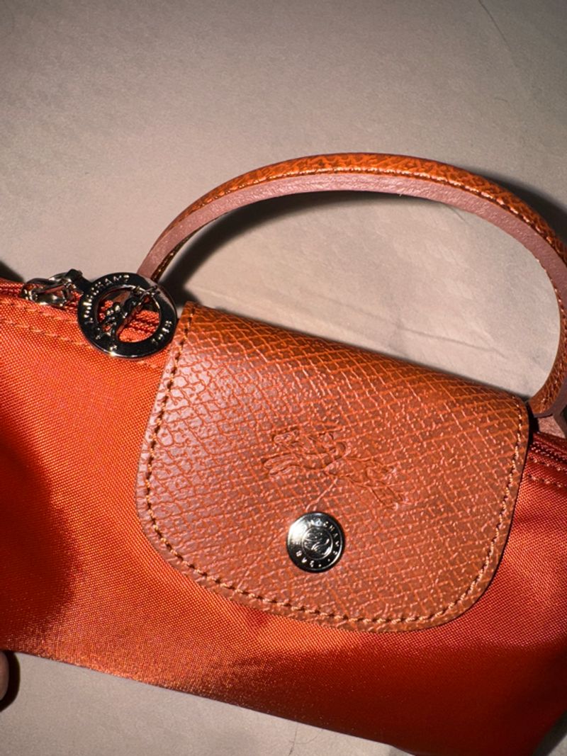Longchamp Le Pliage Green Pouch with Handle - Brown Chesnut, foto 5