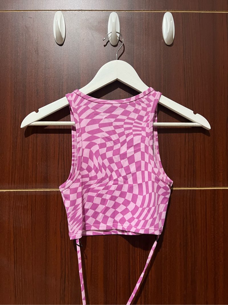 pink checkered tank top H&M, foto 2