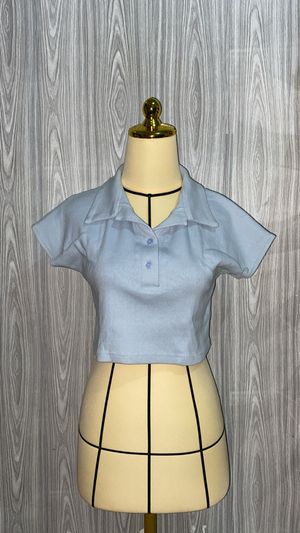 Crop Kerah Biru