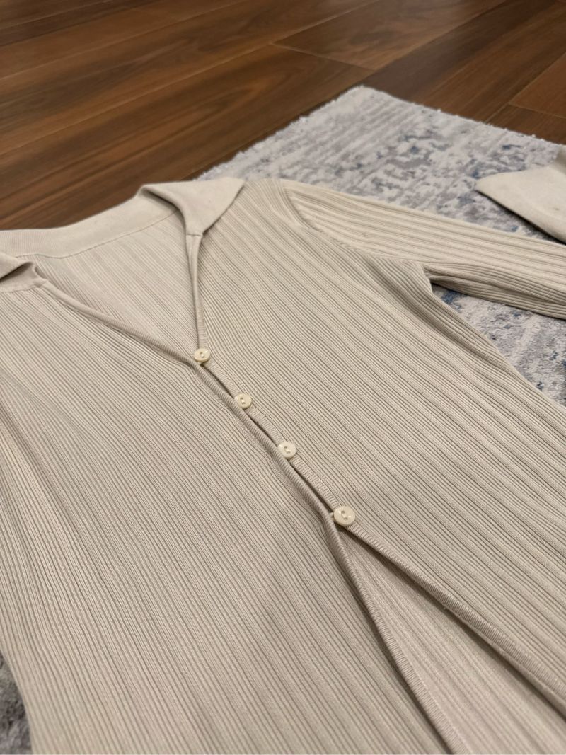 Cream Long Sleeve Knit Shirt, foto 5