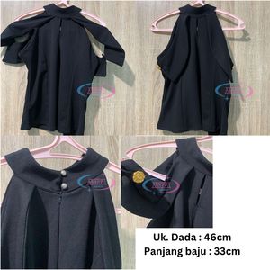 Top Party Dress Atasan Wanita Black Blouses