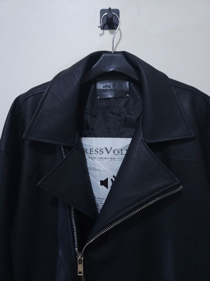 Biker jaket ramones kulit sintetis, foto 2
