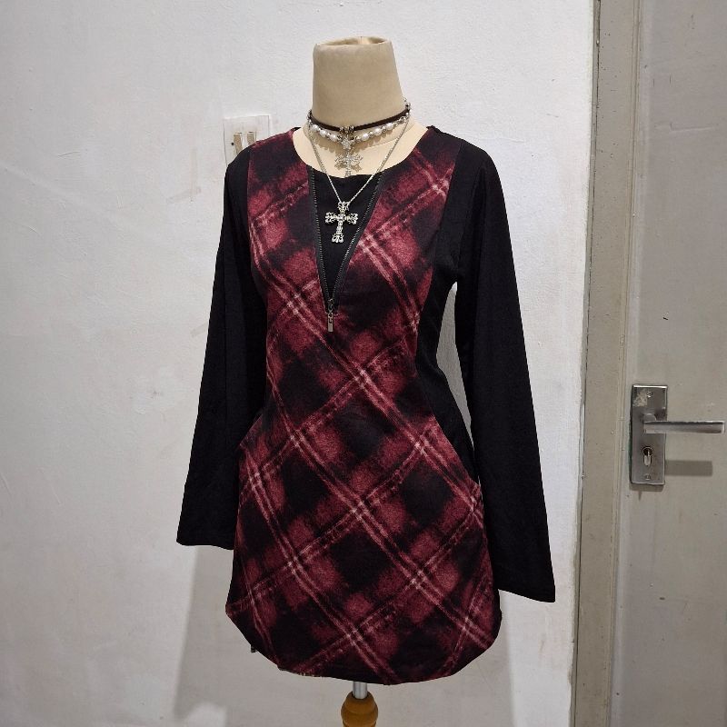 Plaid red overdress, foto 3