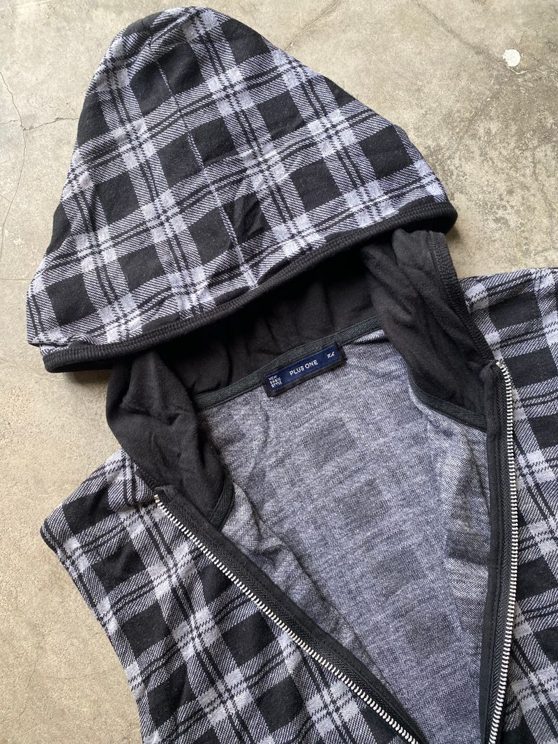 Plus One Sleeveless Plaid Hoodie, foto 2