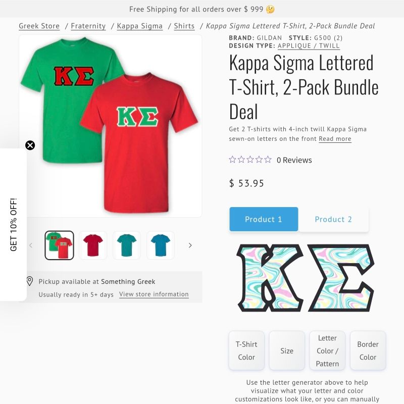 Kappa Sigma Lettered T-Shirt size L, foto 2