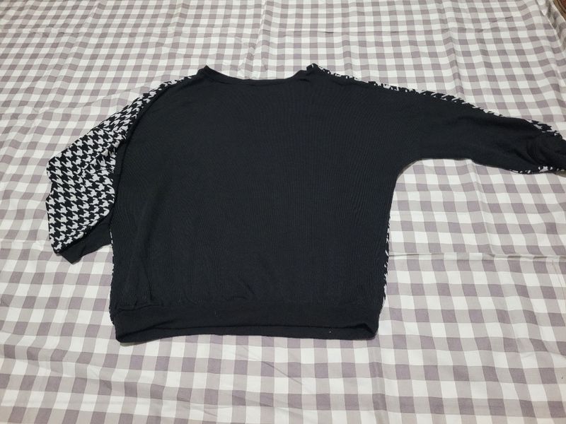 Blouse/Sweater Kontras Houndstooth Black-White, foto 2