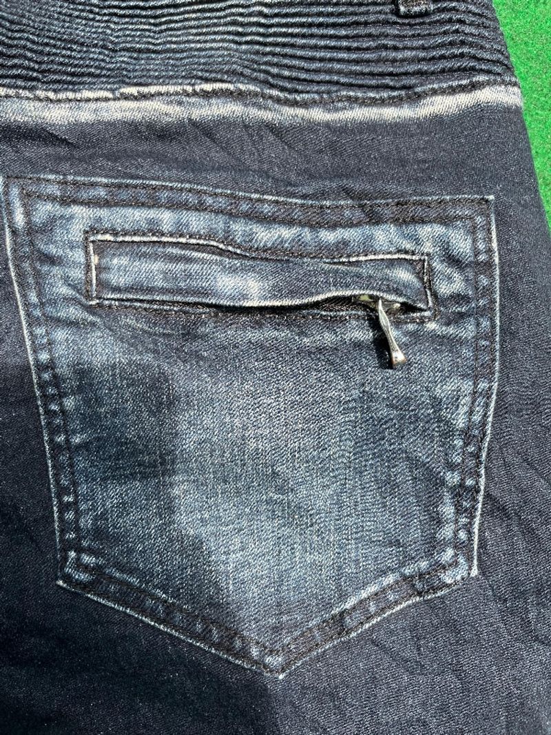 BALMAIN PARIS JEANS BIKERS RIBBED BLUE SLIM MODEL, foto 6