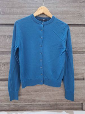 Sweater Mesh Uniqlo Torquise Wanita