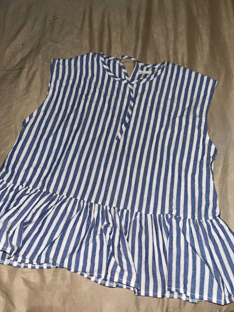 Blouse balon - Garis biru, foto 2
