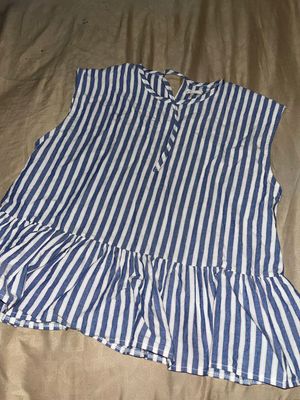 Blouse balon - Garis biru