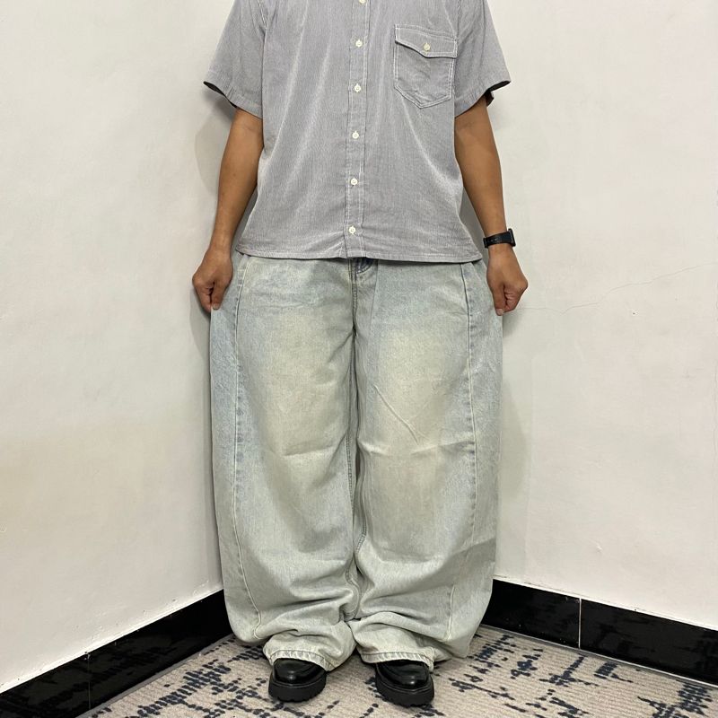 S-BIN super baggy washed blue jeans, foto 2