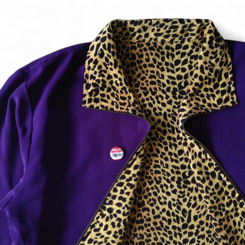 purple leopard print inner jacket with pin buttons, foto 3