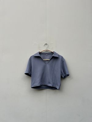 Jiro knit polo crop blueberry