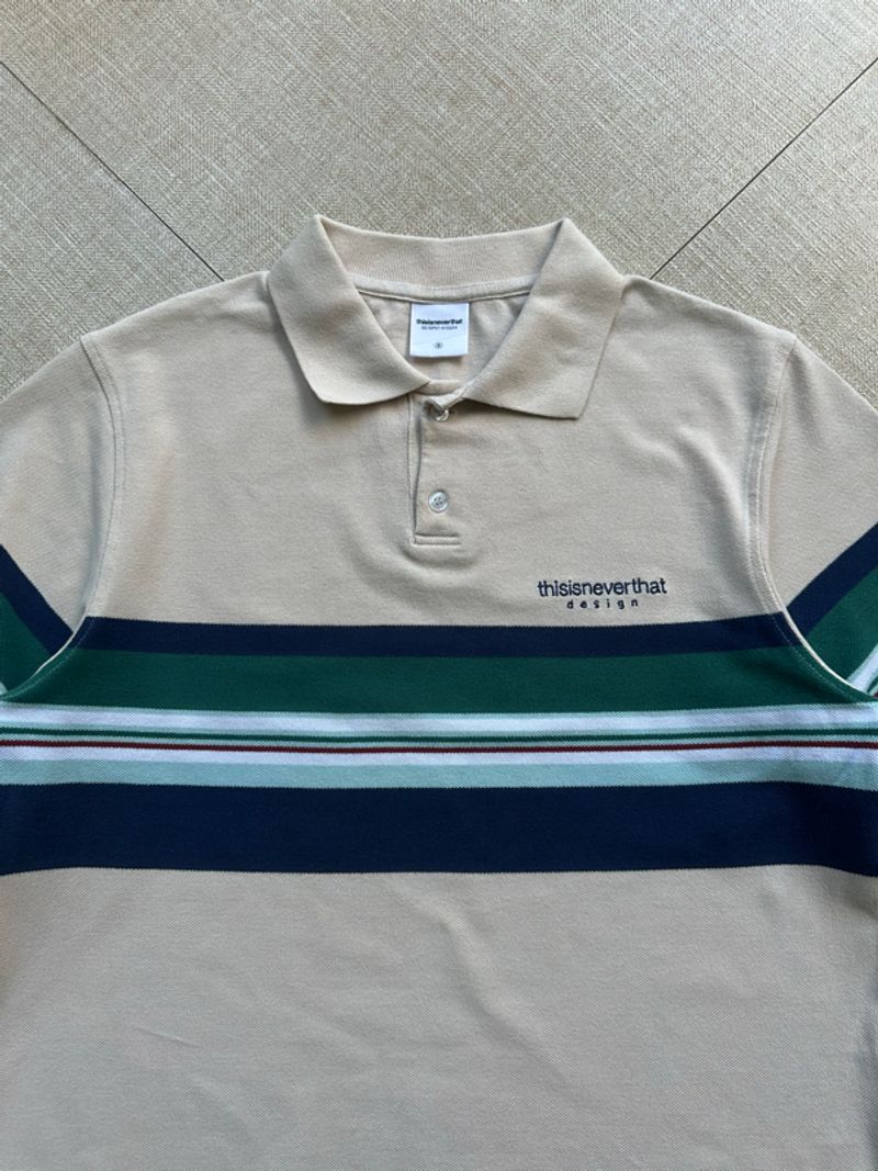 THISISNEVERTHAT L-Logo Striped Jersey Polo - Beige, foto 2