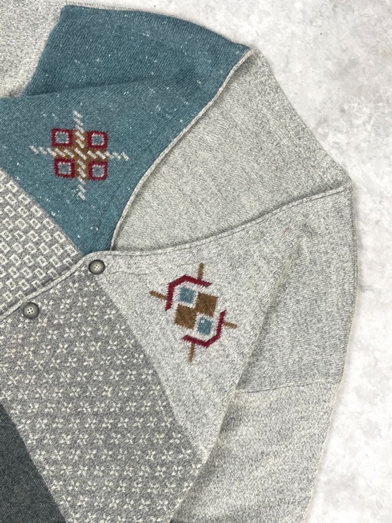 Vintage Wool Patchwork Cardigan – Pria/Wanita, foto 4