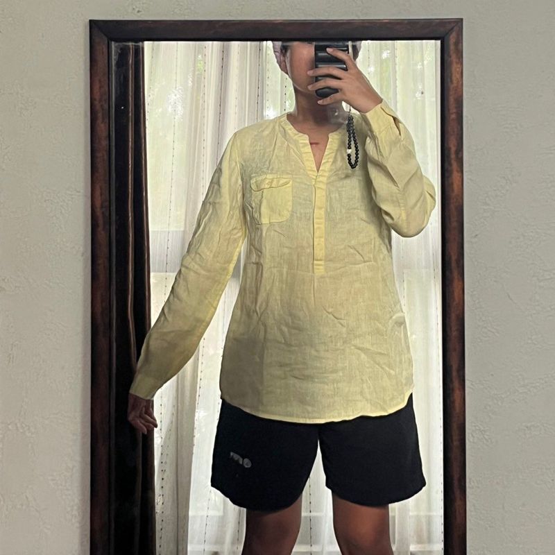 Soft Yellow Pure Linen Top, foto 5