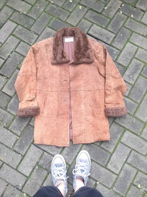 Jaket Vintage Suede Brown Fur