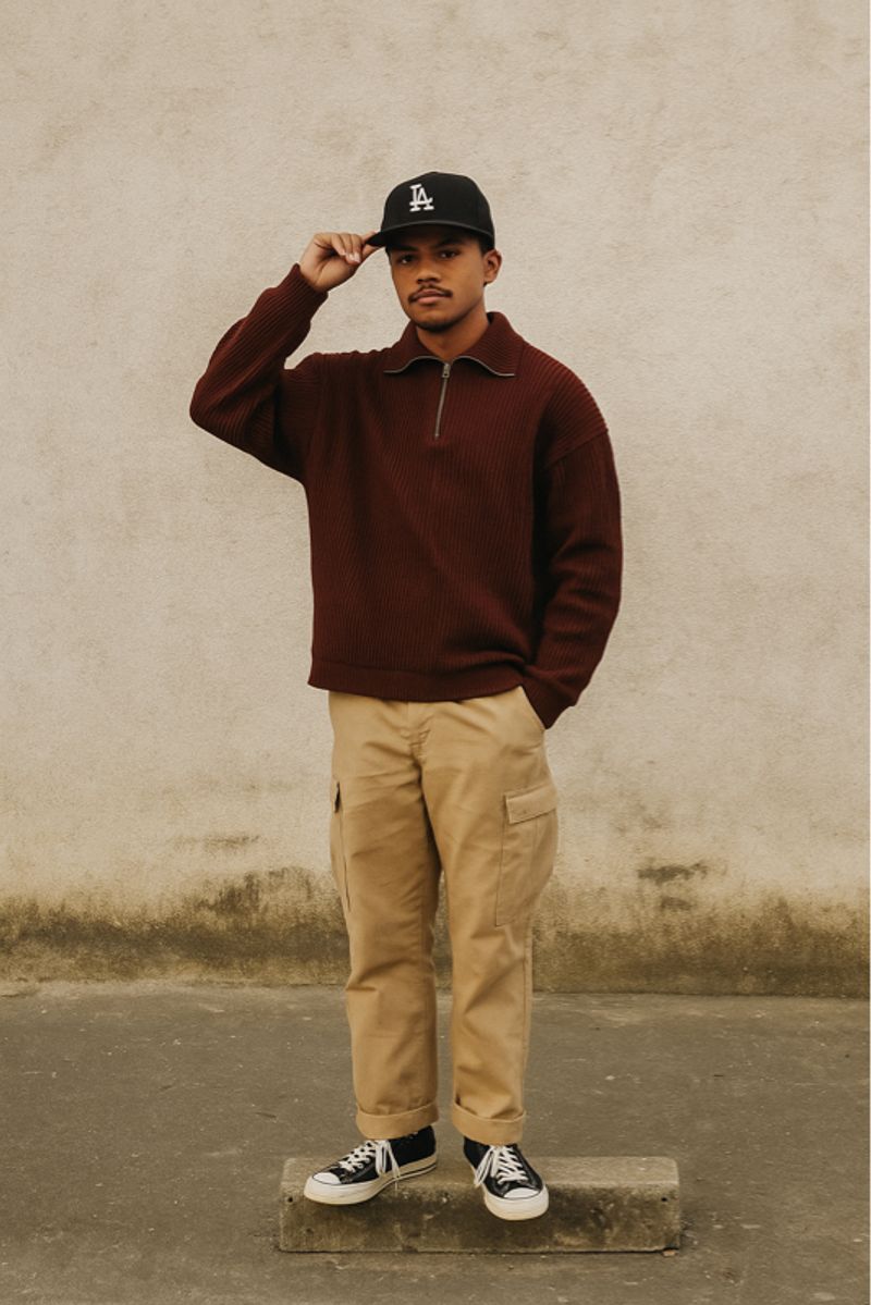 00s rodenty brown half zip textured knitted, foto 3