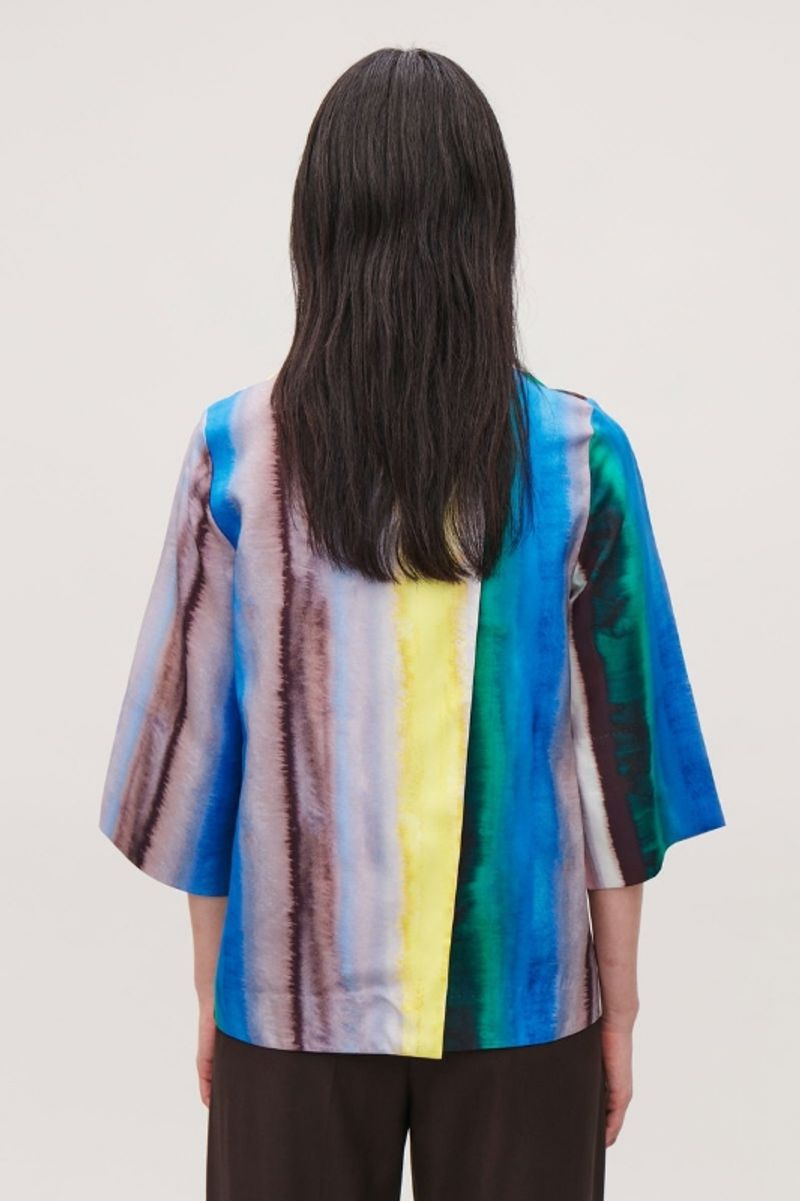 Cos Overlap Back Multi Stripe Silk Top, foto 3